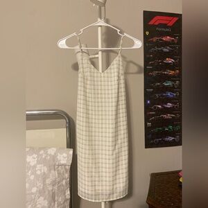 Forever 21 Sage Green & White Checkered Mini Dress